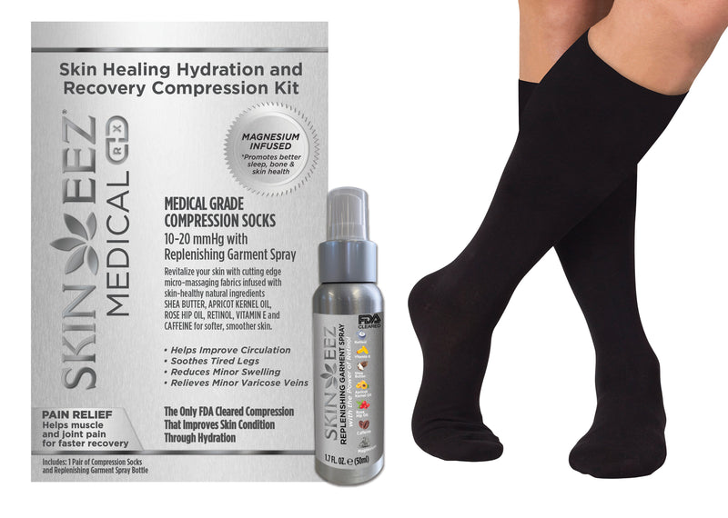 Skin Healing Hydration and Recovery Magnesium Medical Compression Kit 10-20 mmHg and Replenishing Spray