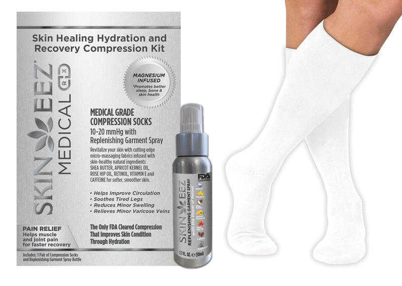 Skin Healing Hydration and Recovery Magnesium Medical Compression Kit 10-20 mmHg and Replenishing Spray