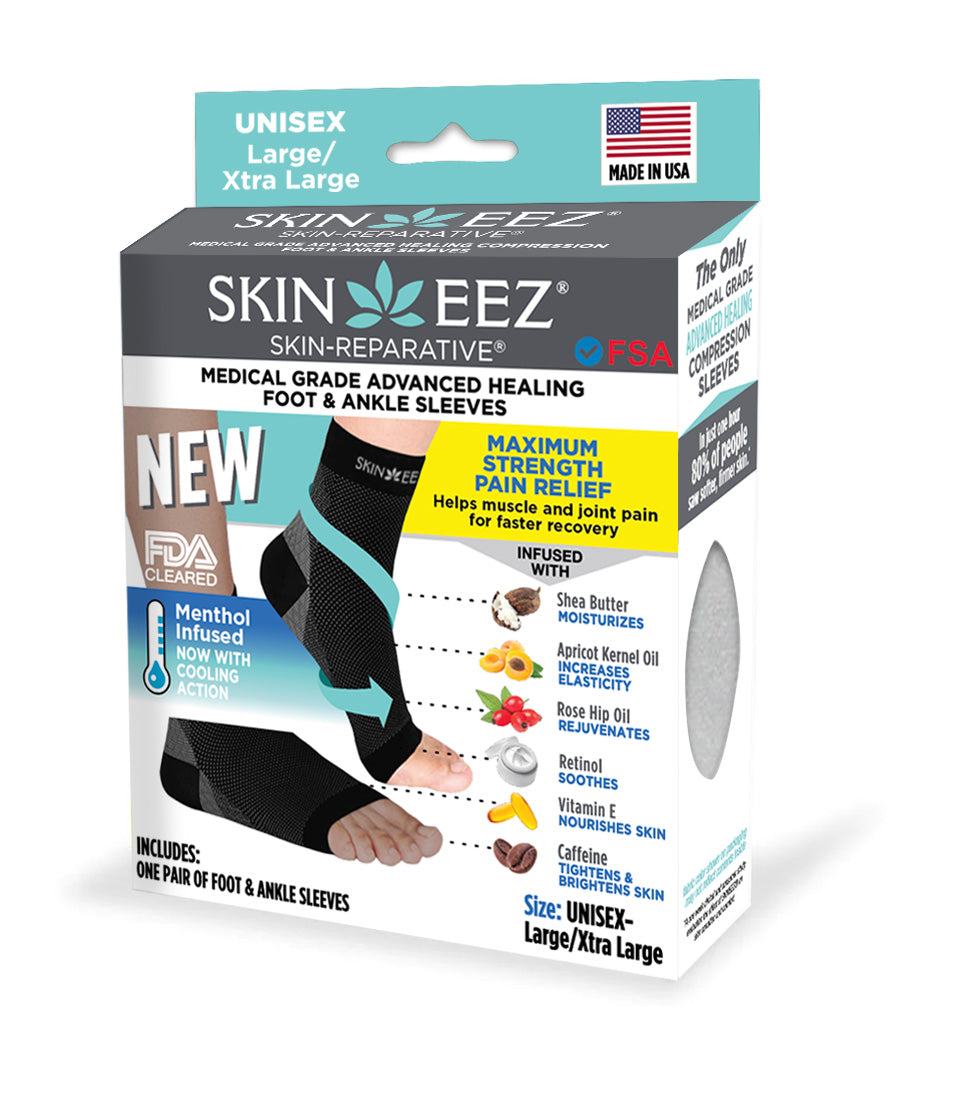 Menthol Medical Grade Moderate Compression Foot And Ankle Sleeve – Skineez®