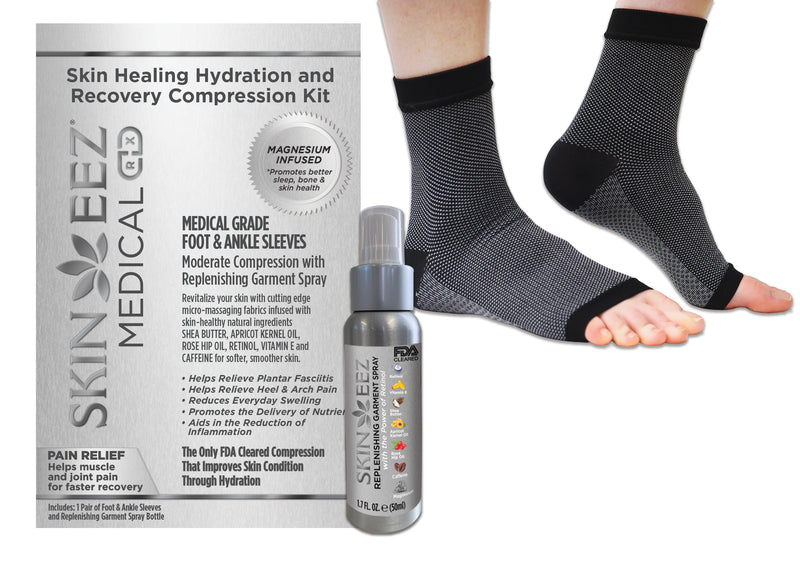 Skin Healing Hydration and Recovery Magnesium Medical Compression Kit Plantar Fasciitis Sleeve and Replenishing Spray