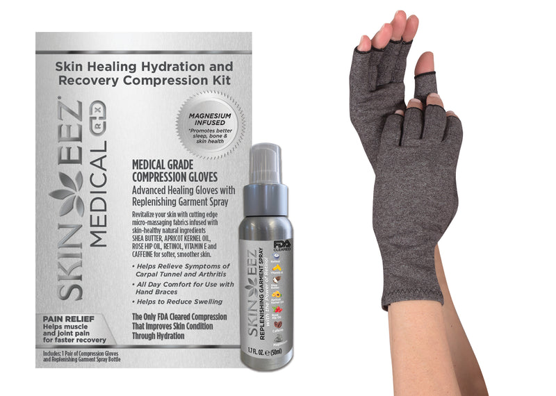 Skin Healing Hydration and Recovery Magnesium Medical Compression Kit Glove and Replenishing Spray