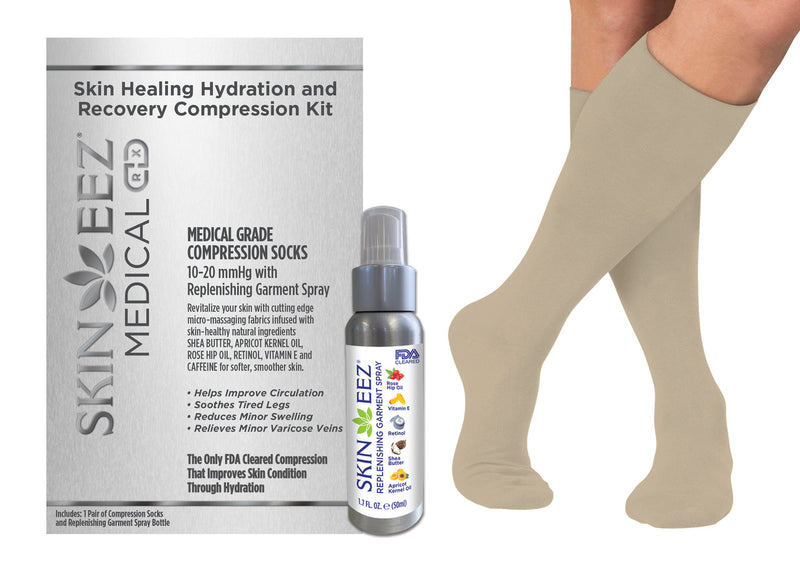 Skin Healing Hydration and Recovery Medical Compression Kit 10-20 mmHg and Replenishing Spray