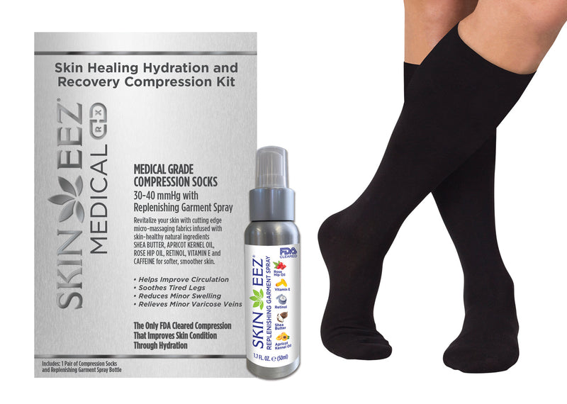 Skin Healing Hydration and Recovery Medical Compression Kit 30-40 mmHg and Replenishing Spray