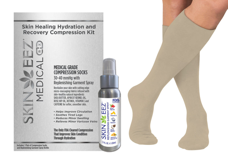 Skin Healing Hydration and Recovery Medical Compression Kit 30-40 mmHg and Replenishing Spray