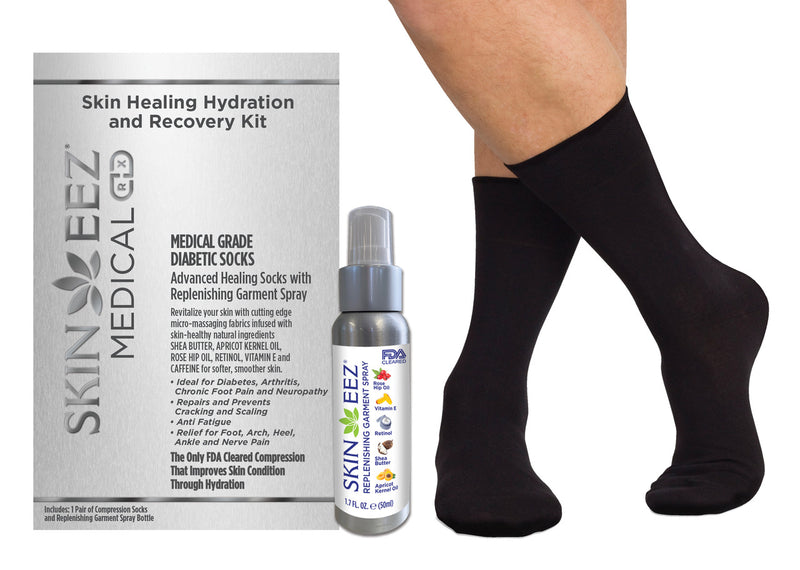 Skin Healing Hydration and Recovery Medical Compression Kit Seamless Moisturizing Diabetic Socks and Replenishing Spray