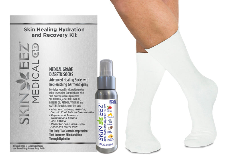 Skin Healing Hydration and Recovery Medical Compression Kit Seamless Moisturizing Diabetic Socks and Replenishing Spray