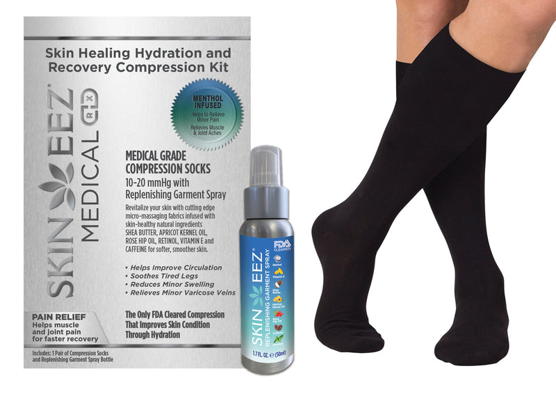 Skin Healing Hydration and Recovery Menthol Medical Compression Kit 10-20 mmHg and Replenishing Spray