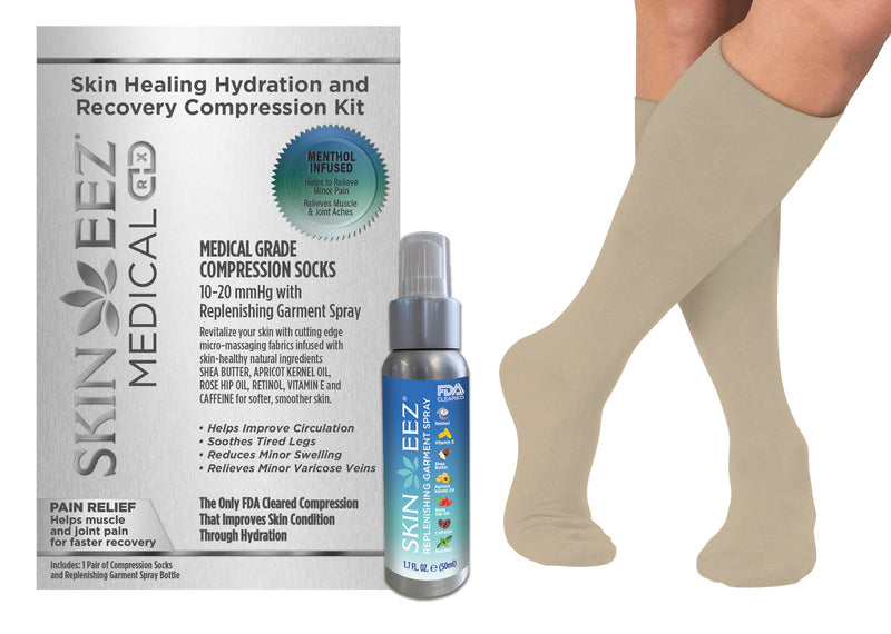 Skin Healing Hydration and Recovery Menthol Medical Compression Kit 10-20 mmHg and Replenishing Spray