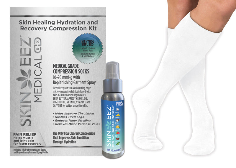 Skin Healing Hydration and Recovery Menthol Medical Compression Kit 10-20 mmHg and Replenishing Spray