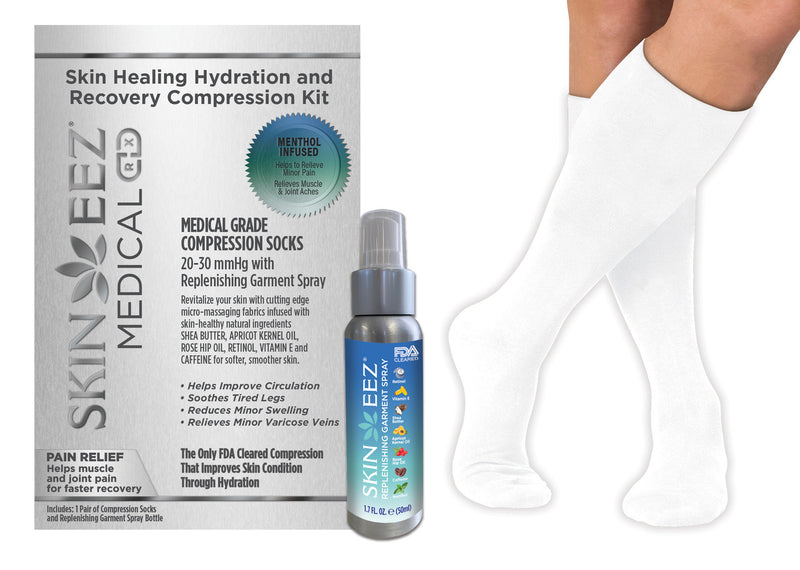 Skin Healing Hydration and Recovery Menthol Medical Compression Kit 20-30 mmHg and Replenishing Spray